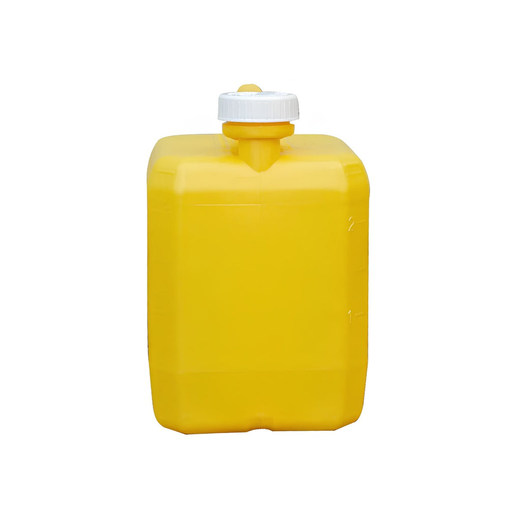 2 1/2 gal Yellow Jerry Jug with 63mm White CRC Cap - square crop