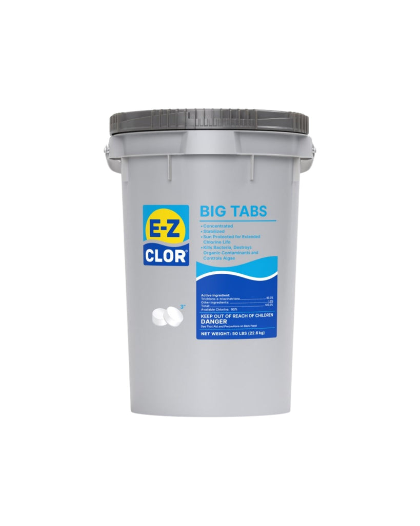 50 lb 3" 8 oz Big Tabs Sanitizer Unwrapped Pail E-Z Clor