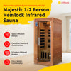 1-2 Person Hemlock Sauna with 5 Carbon Heaters Majestic