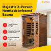2-Person Hemlock Premium Infrared Sauna with 6 Carbon Heaters