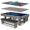 Hathaway Logan 7-ft Pool Table Combo Set with Benches - Rustic Gray with Blue Felt