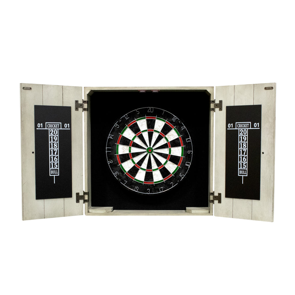 Hathaway Drifter Bristle Dartboard and Cabinet Set - Rustic Gray