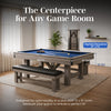 Hathaway Logan 7-ft Pool Table Combo Set with Benches - Rustic Gray with Blue Felt
