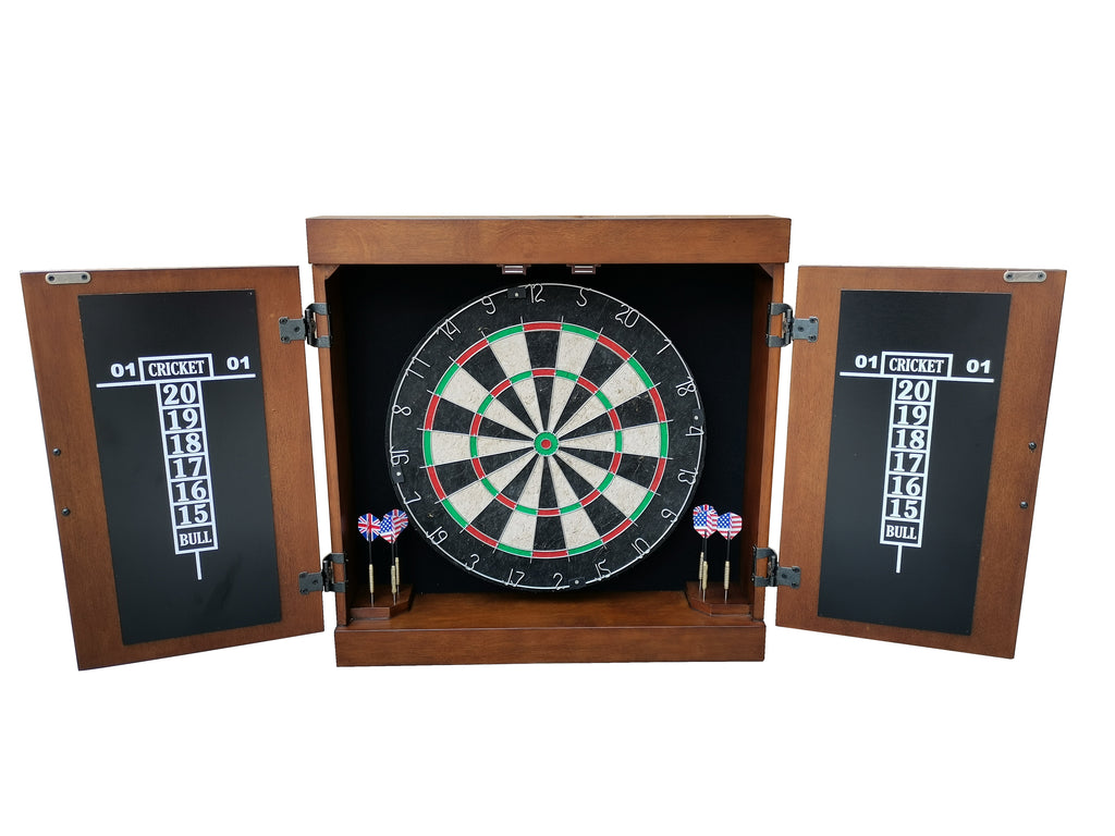 Hathaway Farmington Bristle Dartboard and Cabinet Set - Walnut Finish