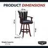 Hathaway Avondale 29-in Swivel Bar Stool with Arm Rests - Mahogany Finish
