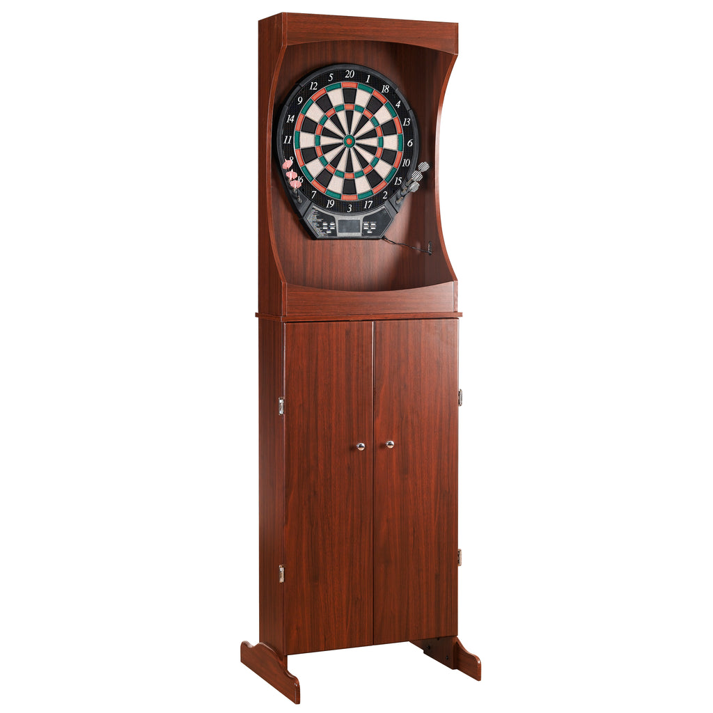 Hathaway Outlaw Electronic Dartboard and 81-in Free-Standing Cabinet - Cherry Finish