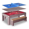 Hathaway Newport 7-ft Pool Table Combo Set with Benches - Light Oak with Red Felt