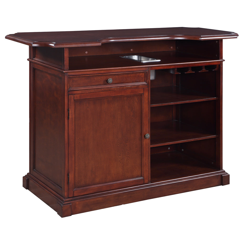Hathaway Ridgeline 60-in Hardwood Home Bar with Storage - Mahogany Finish