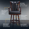 Hathaway Avondale 29-in Swivel Bar Stool with Arm Rests - Mahogany Finish